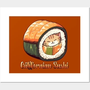 Catifornian sushi roll Orange Cat Posters and Art